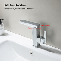 Robinet de lavabo de salle de bain moderne en alliage de zinc et céramique, à montage sur comptoir, avec bec rotatif à 360°, mitigeur monocommande eau chaude/froide, monotrou