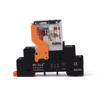 RY-ele Set Soket Relay Elektromagnetik Otomatis AC 8pin 16A 250VAC RX1CO-D24L& RX1COF yang Dapat Disesuaikan, Tertutup, Ukuran Mini, Umum