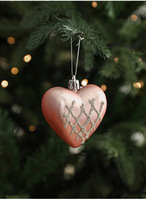Ensemble d'ornements de Noël en or rose, cœur, cône, pomme de pin, flocons de neige, paillettes, boule décorative à suspendre pour l'arbre, fournitures de fêtes