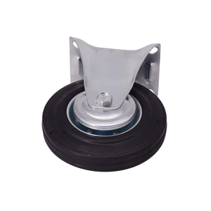 <span class=keywords><strong>Ruedas</strong></span> Industriales Giratorias <span class=keywords><strong>de</strong></span> 4 Pulgadas con Núcleo <span class=keywords><strong>de</strong></span> Hierro y Goma Sólida Negra Rígida, con Placa <span class=keywords><strong>de</strong></span> Zinc y Bloqueo - Product Image 6