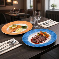 Assiettes à soupe et à salade personnalisées pour mariage, motif blanc sur le bord, en mélamine durable, écologiques, de style moyen-oriental, pour restaurants haut de gamme