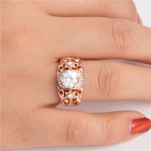 Openwork Floral Ring for Women Luxury Rose Tone Fashion Party Wedding Finger Accessory Gift - Product Image 4