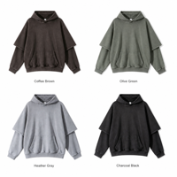 Pull en tricot uni 360g en pur coton, imitation deux pièces à double manche, épais, moucheté, style vintage, best-seller de l'automne