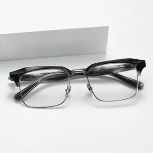Figroad Metal with Acetateコンビネーションオプティカルフレームメンズメタル眼鏡フレーム2024米国で売れ筋