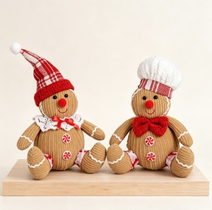 Hot Sale Cute Fabric <b>Gingerbread</b> <b>Man</b> Figurine in Sitting Pose Christmas Window Display <b>Decoration</b> - Product Image 2