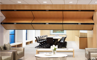 Cloison Acoustique Escamotable en Bois Massif, Design Moderne, Gain de Place, Rétractable au Plafond pour Salles de Sport, Théâtres, Hôtels, Écoles