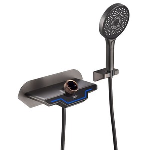 Súng màu xám đồng thau nhiệt độ không đổi hiển thị kỹ thuật số tuyệt ánh sáng vòi hoa sen đặt bồn tắm ẩn Thác áp lực vòi hoa sen đặt - Product Image 6