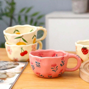 Tasses à café en céramique, tasses à thé au lait irrégulières façonnées à la main, style coréen, mug à petit-déjeuner pour la cuisine - Product Image 3