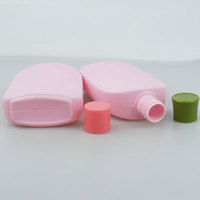 Bouteilles de lotion en plastique personnalisées avec logo, 250 ml, HDPE, rose, à presser, pour après-shampoing, shampoing, bouteille au toucher doux