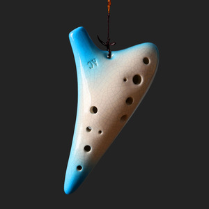 Ocarina en céramique 12 trous Alto C, couleur dégradée effet craquelé, pour débutants, instrument de musique éducatif - Product Image 2