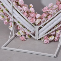 Arche de Mariage 8x8, Rangée de Fleurs Artificielles, Arche de Roses Rose, Support en Forme de Cœur, Toile de Fond Circulaire pour Cérémonie ou Demande en Mariage