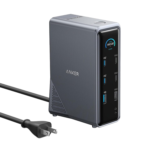 Anker Prime 14-Port Docking Station 160W Max Output 10Gbps Fast Data Transfer Smart Interface for Real-Time Audio Ethernet Dual
