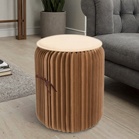Tabouret Ottoman Pliable Joyeleisure en Papier Kraft 42cm, Chaise d'Extérieur Gain de Place, Mobilier de Maison, Utilisation Chambre Hôtel, Écologique