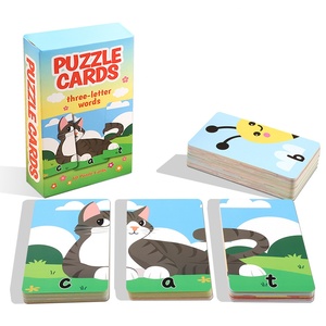 Cartes de puzzle de mots et de lettres de l'alphabet en gros, auto-correctrices, pour l'apprentissage de l'orthographe et du langage, double face, à colorier et à peindre - Product Image 1