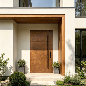 Porta d'Ingresso Minimalista in <span class=keywords><strong>Acciaio</strong></span> con Maniglia Lunga in Bronzo e Serratura Intelligente, Porta Esterna Contemporanea in Alluminio per Villa - Product Image 3