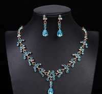 Collier de mariée en zircon boucles d'oreilles ensemble de 3 pièces ensemble Simple eau diamant ensemble de mariage accessoires de robe