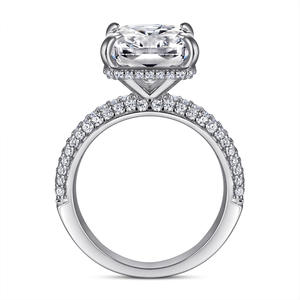 خاتم زفاف نسائي مخصص من الفضة الإسترلينية عيار 925 كبير الحجم مرصع بالزركونيا الفاخرة مطلي بالذهب بتصميم هيب هوب مستطيل الشكل - Product Image 3