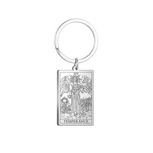 简约个性潮流钥匙扣十二星座塔罗牌图案金属钥匙扣不锈钢吊坠塔罗牌钥匙扣 - Product Image 5