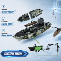 Nouveau Kayak de Pêche Modulaire Monoplace 2025 de 3 m, Détachable en 2 Sections, avec Moteur et Hélice, Système de Propulsion Double Puissance, 1 Personne