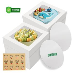 Scatola da Forno Monouso Trasparente Bianca con Finestra per Biscotti, Torte, Dolci di Compleanno, Torte a Strati, <span class=keywords><strong>Pasticceria</strong></span>, Scatola di Carta per Torte - Product Image 1