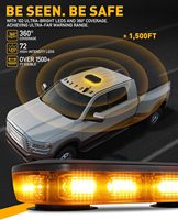 Barre lumineuse de secours sur le toit, 72 LED ambre, mini balise de sécurité, clignotant d'avertissement, 12-24V, montage magnétique OLIVER