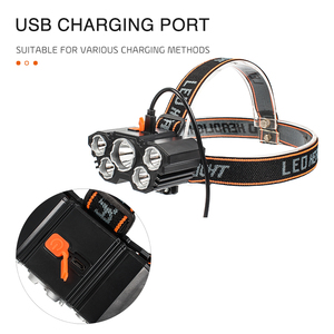 USB 충전식 <span class=keywords><strong>LED</strong></span> 헤드랜턴 <span class=keywords><strong>5</strong></span>구 3모드 조절 경량 작업용 헤드라이트 - Product Image 6