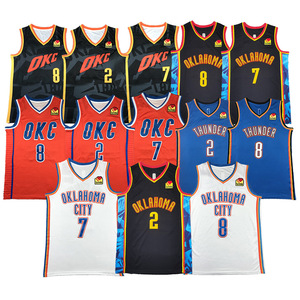 Maillots <span class=keywords><strong>de</strong></span> <span class=keywords><strong>basket</strong></span>-ball brodés et gaufrés en gros Thunder Jersey 2 Gilgeous 7 Holmgren – Hauts <span class=keywords><strong>de</strong></span> sport - Product Image 1