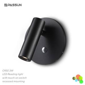 Lampes <span class=keywords><strong>de</strong></span> chevet modernes à LED encastrées au mur, en aluminium noir peint, avec têtes rotatives à 350 degrés - Product Image 2