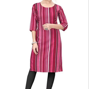 2025 último Pink Crepe Kurti nueva moda de manga corta impresa ropa informal étnica para fiestas festivales estilo Georgette - Product Image 1