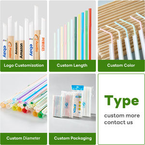 Pailles en papier kraft personnalisées avec logo, blanches, 6 mm, 8 mm, 10 mm, 12 mm, emballées individuellement pour milkshakes, cocktails, boissons froides - Product Image 4