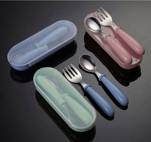 Juego de Cubiertos para Bebés y Niños, 2 Piezas, Acero Inoxidable 304, Tenedor y Cuchara Infantiles Portátiles, Juego de Vajilla Infantil con Dibujos Animados - Product Image 6