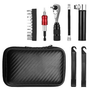 Kit d'outils de réparation de vélo en alliage d'aluminium, ensemble multifonctionnel d'entretien de vélo avec pompe et clés pour VTT - Product Image 1