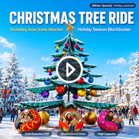Manège Arbre de Noël portable pour extérieur, équipement de parc d'attractions avec remorque pour centre commercial et fête foraine