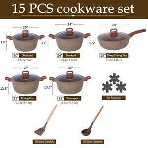 Juego de 15 piezas de botones de junta tórica para ollas de 20-32 cm y sartén poco profunda de 28 cm, utensilios de cocina vintage moteados, distribución B2B - Product Image 6