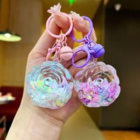 Nouvel Arrivage Porte-clés Liquide Créatif à la Rose, Breloque de Sac, Pendentif, Décoration de Porte-clés de Voiture, Rose Romantique Mignonne