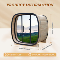 Sauna extérieur panoramique en verre à arc rond avec accessoires pour sauna commercial en bois