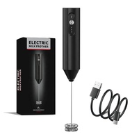 Mousseur à lait portable OEM avec logo personnalisé, rechargeable par USB, fouet électrique 3 vitesses, mousseur à café en acier inoxydable 304
