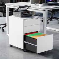Classeur sur pied mobile bureau sous bureau tiroir coulissant armoire de rangement serrure à combinaison blanc 3 tiroirs porte à ouverture latérale