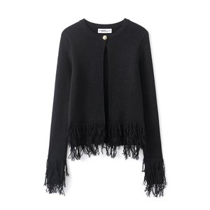 Cardigã Feminino Forrado de Lã com Botões e Estampa Floral, Novo Estilo Europeu-Americano Outono 2025 para Comércio Exterior Transfronteiriço - Product Image 3