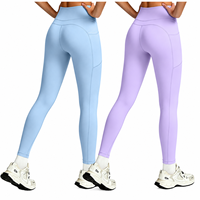 Leggings de sport taille haute élastiques en Spandex/Nylon, extensibles dans quatre directions, résistants à la transpiration, avec poches latérales, OEM