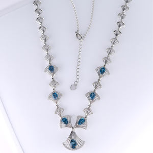 Lujoso collar de Vieira de Topacio Azul de Londres Natural de Plata de Ley 925 chapado en rodio para mujer, joyería de verano - Product Image 6