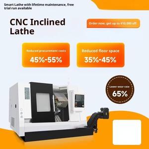 Torno Bibo WEIZHUO TCK600S Fanuc de servicio medio, tipo placa de riel inclinado doble, pequeño, totalmente automático, de 3 ejes, con bancada inclinada para torneado y fresado. - Product Image 2