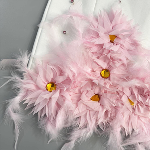 SB3648 Abito Estivo Mini con Spalle Scoperte e Perle Vestito Aderente con <span class=keywords><strong>Fiori</strong></span> 3D <span class=keywords><strong>Abiti</strong></span> di Lusso <span class=keywords><strong>Eleganti</strong></span> <span class=keywords><strong>per</strong></span> Donne - Product Image 6