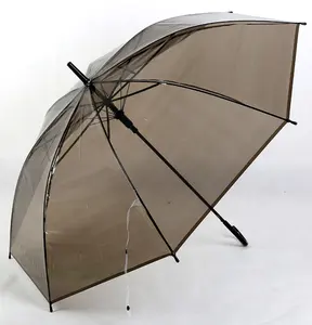 Payung Bening Transparan 21 Inci X 8K, Payung Lurus Transparan dengan Cetakan Logo