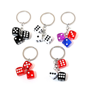 Thời trang xúc xắc & 8 bóng Móc khóa kim loại quyến rũ vòng chìa khóa với anh đào/Sao dấu, trò chơi theo chủ đề túi quyến rũ - Product Image 2