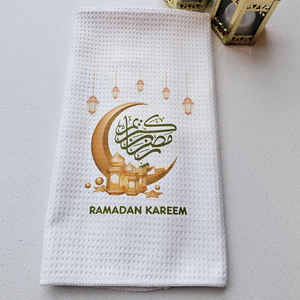 Serviettes de toilette brodées Ramadan Karim pour invités, serviette personnalisée Ramadan, <span class=keywords><strong>cadeau</strong></span> musulman Ramadan Mubarak, serviette de cuisine - Product Image 3