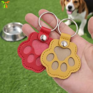 7 Colors PU Leather Embossed Cute <b>Pink</b> Cat & Dog Paw Shape High Quality Durable Pet <b>Gift</b> Keychain for Pet Hair Photo - Product Image 2