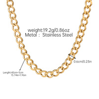 Collier chaîne à maillons épais en acier inoxydable cubain hypoallergénique et étanche, plaqué or 18 carats, accessoires de mode haut de gamme unisexe