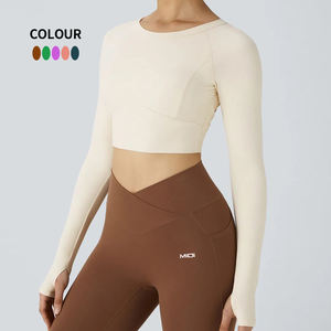 MIQI, gran oferta, camisetas de manga larga con sensación personalizada, secado rápido, Fitness, Yoga, entrenamiento, deporte, <span class=keywords><strong>mujer</strong></span>, camiseta de entrenamiento, camiseta de gimnasio - Product Image 5