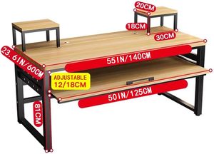 Bureau de studio de production musicale, <span class=keywords><strong>poste</strong></span> de travail <span class=keywords><strong>informatique</strong></span> multi-niveaux avec support pour clavier MIDI, cadre en bois et en métal - Product Image 2